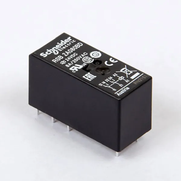 RSB2A080BD | Миниатюрное реле, серия RSB, 24В DC, 8A, 2CO, Schneider Electric