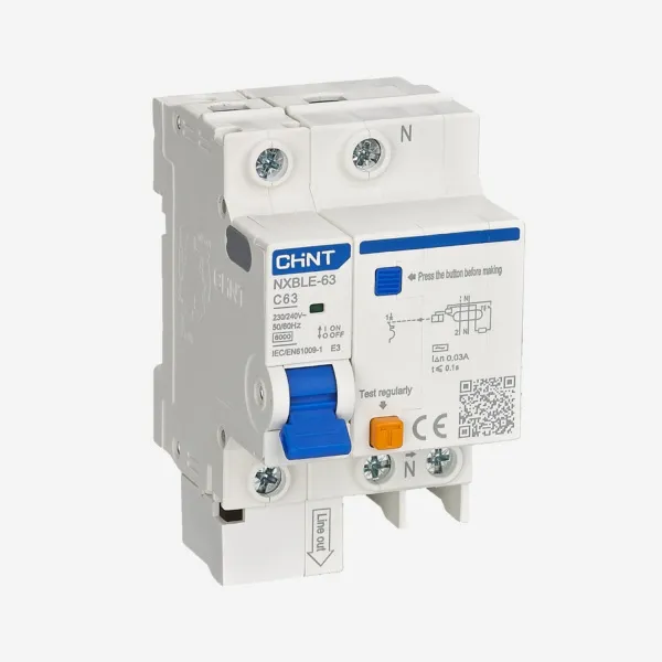 819938 | АВДТ NXBLE-63 1P+N C63 30мА тип AС 6кА, электронный, Chint