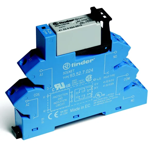 386200240060 | Интерфейсное реле пруж. зажим, серия 38, 24В AC/DC, 8A, 2CO, Finder