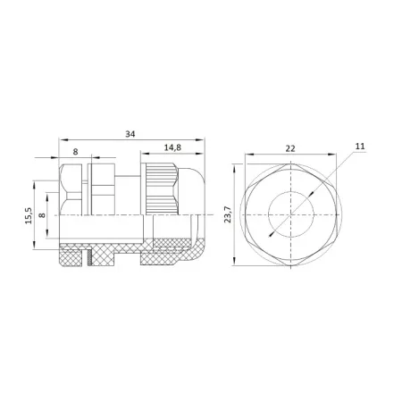 ID PPG-09 | Кабельный ввод PG9, пластик, диаметр кабеля 4-8мм, Clims