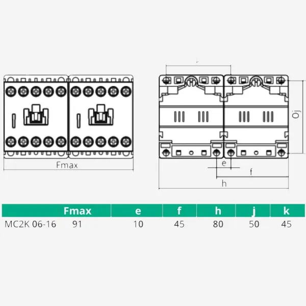 MC2K0910M7 | РЕВЕРСИВНЫЙ КОНТАКТОР MC2K 9A 1НО AC220V 50/60Hz, Systeme Electric