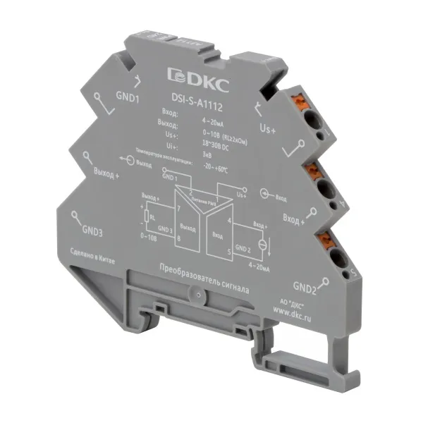 dkcDSI-S-A1112 | Преобразователь сигнала DSI-S, 6,2 мм 1 вход 4…20 мА, 1 выход 0…10 В, DKC
