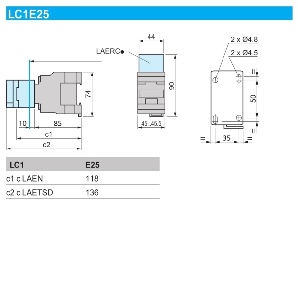 LC1E2510M5 | Контактор, серия EasyPact TVS, 3P, 25А, 1НО, управление 220В AC, Schneider Electric