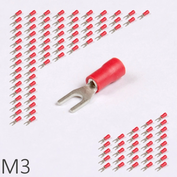 ID RF-U3 100 | Наконечник изолированный 0,5-1,5 кв.мм вилочный, M3, красный (уп.-100шт.), ID