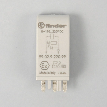 9902922099 | Модуль индикации и защиты; зеленый LED + диод (+ A1); 110...220В DC, Finder