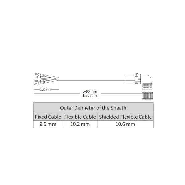Силовой кабель для сервомотора MS1H3(2,9кВт) без тормоза, 10м