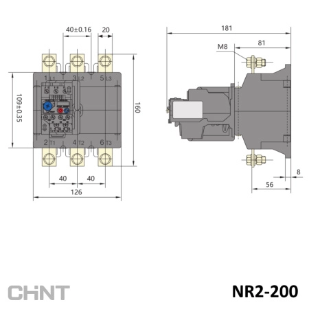 268295 | Тепловое реле NR2-200 80-125А, Chint