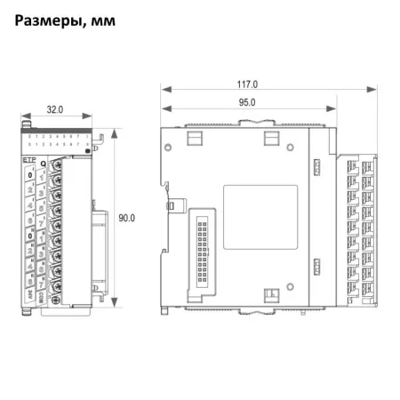 GL10-0016ETP | Модуль расширения для ПЛК 16 выходов транзисторных PNP, винтовые клеммы, Inovance