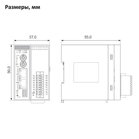 GR10-0808ETNE | Модуль расширения ведомый EtherCAT 8 дискретных входов и 8 транзисторных выходов NPN, съемный пружин, Inovance