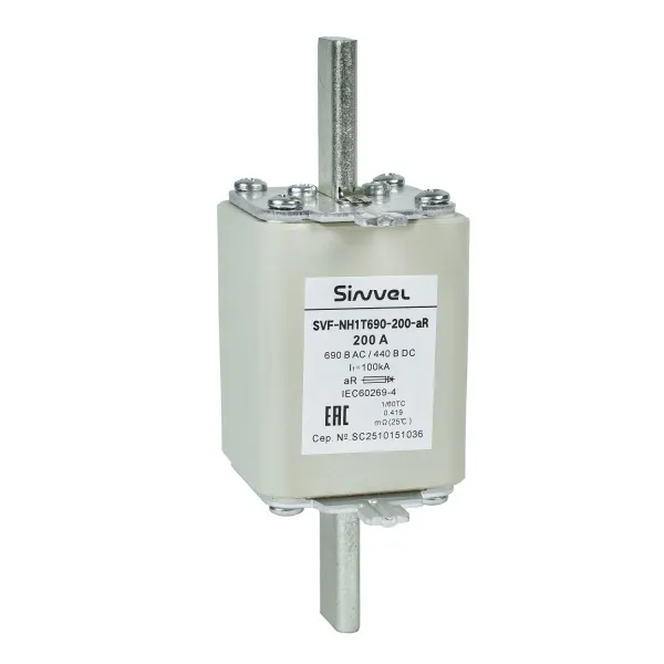 SVF-NH1T690-200-aR | Предохранитель, 200 А, 690 В AС, aR, габарит 1, ножи, Sinvel 