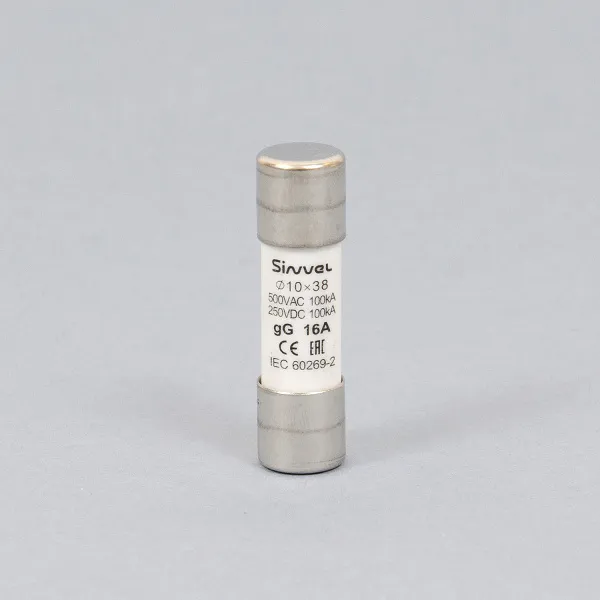 SV1038-16 | Плавкая вставка 16 А, gG, 10х38 мм, 500 В АС/ 250 B DC, Sinvel 