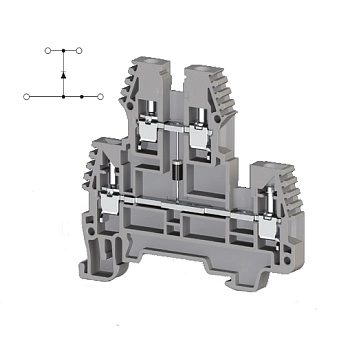 317229  | Клеммник 2-х ярусный  2,5 мм.кв., с диодом, (серый);  PIK2,5ND-B, Klemsan 