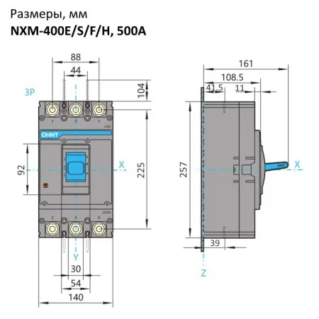 844369 | Автоматический выключатель NXM-630H/3P 500А 70кА, Chint