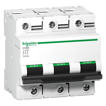 A9N18388 | Автоматический выключатель Acti9 C120N 3п 100А, кривая D, 10кА, Schneider Electric