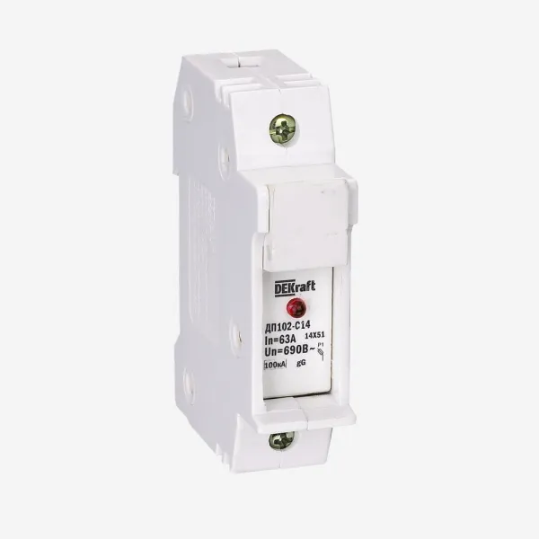 21386DEK | Держатель предохранителей C14 со светодиодной индикацией 1P ДП-102, Dekraft 