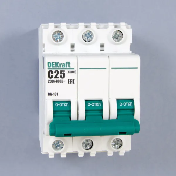 11080DEK | Автоматический выключатель ВА-101 3P 25А C 4.5кА, Dekraft
