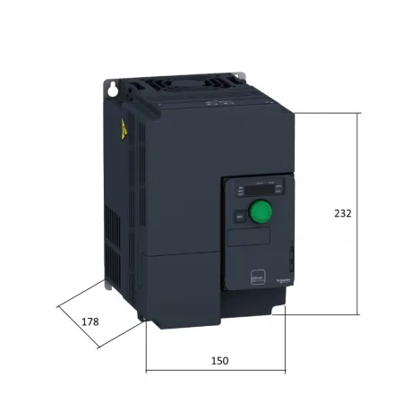 ATV320U55N4C | Преобразователь частоты, серия ATV320, 5,5 кВт, 14,3 А, перегрузка 150 %, 380 В, Schneider Electric