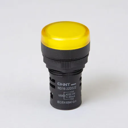 592939 | Индикатор ND16-22DS/2 укороченный корпус, встроенный резистор, жёлтый, 24В AC/DC, Chint