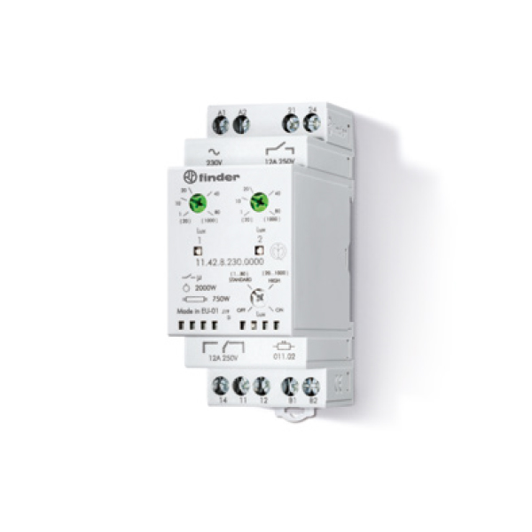 114282300000 | Модульное фото реле серия 11.42, 230В AC, 1 НО + 1 перекид., 1…80/20…1000 Люкс, 5 шт, Finder