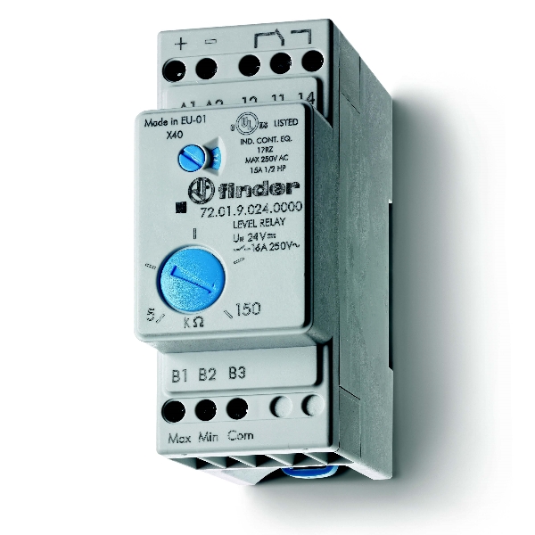 720180240000 | Реле уровня жидкости 72.01 диапазон 5…150 кОм, питание 24В AC, Finder