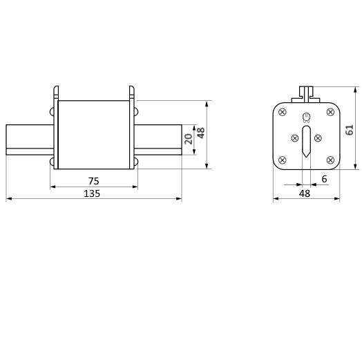 SVF-NH1T690-125-aR | Предохранитель, 125 А, 690 В AС, aR, габарит 1, ножи, Sinvel 
