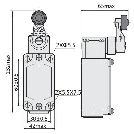 437069 | Выключатель путевой YBLX-P1/120/1G с одинарным роликом, регулируемый угол поворота, Chint