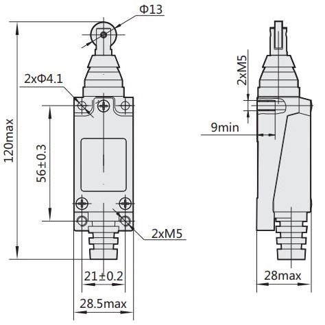 443027 | Выключатель путевой YBLX-ME/8112, горизонтальный плунжер прямого давления, Chint