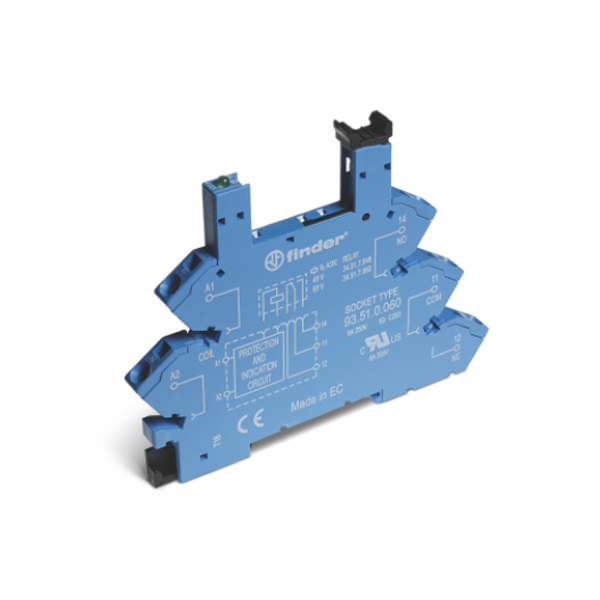 93517024 | Розетка 1P, с пластиковой клипсой и пружинными зажимами, для реле 34.51, 34.81, Finder