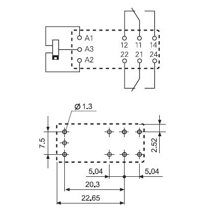 415260244016 | Миниатюрное реле, серия 41, 24В DC бистаб., 8А, 2CO, Finder