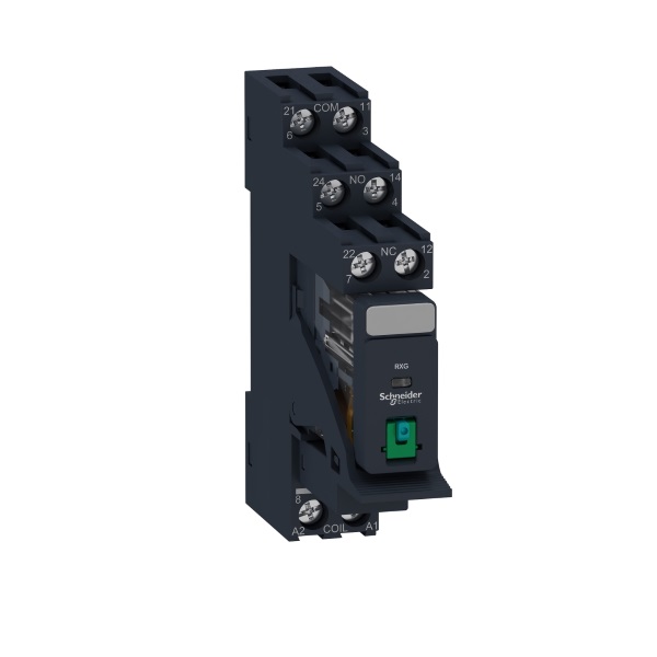 RXG21P7PV | Реле с колодкой в сборе, серия RXG, 230В AC, 5А, 2CO, Schneider Electric