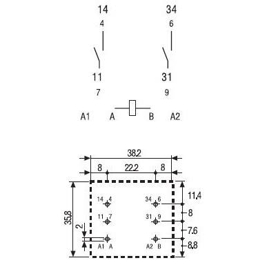 622282300300 | Силовое реле, серия 62, 230В AC, 16А, 2NO, Finder