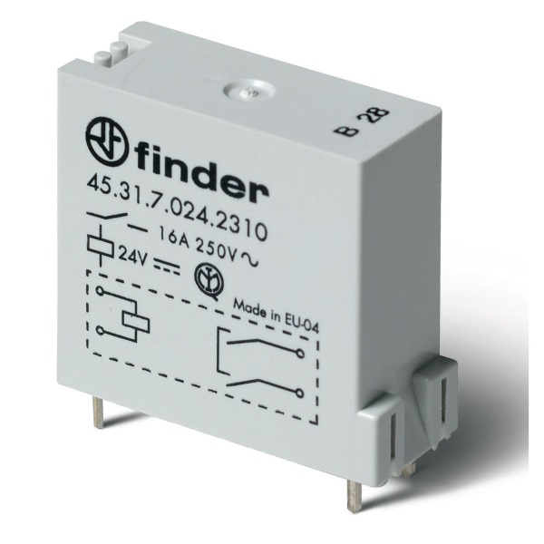 453170240310 | Миниатюрное реле, серия 45, 24В DC чувств., 16А, 1NO, Finder