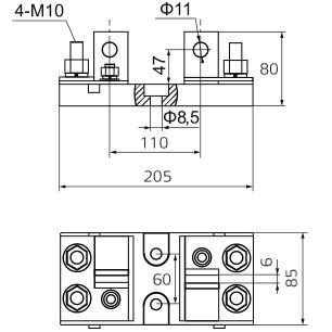 SVF-FH80B2000-1 | Держатель предохранителя, 1 полюс, 2000 А, Sinvel 