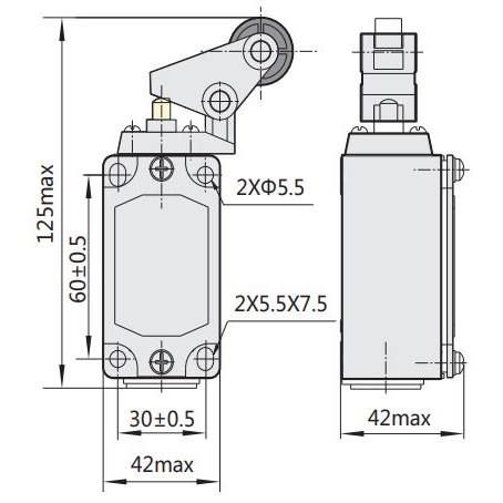 437094 | Выключатель путевой YBLX-P1/120/1F, одинарный ролик, угловой рычаг, Chint