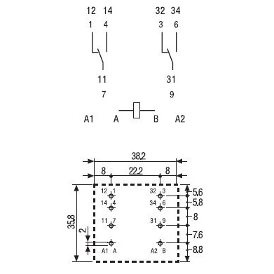 622290240000 | Силовое реле, серия 62, 24В DC, 16А, 2CO, Finder