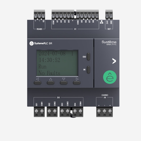 ZR2PA11BD | Интеллектуальное реле SR2, 24 VDC, дисплей, 8 UI (AI, DI), 4 DO (реле), 1xRS485, 1xRJ45, Systeme Electric