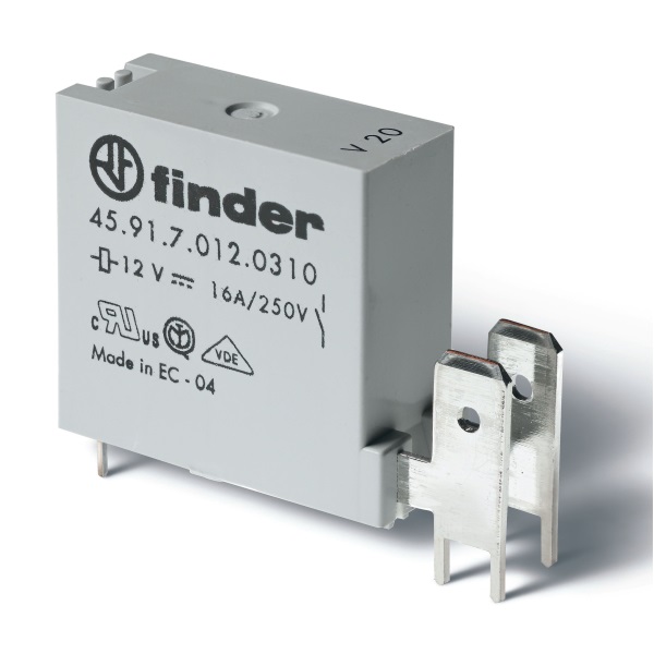 459170122310 | Миниатюрное реле, серия 45, 12В DC чувств., 16А, 1NO, Finder
