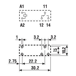 434170122000 | Миниатюрное реле, серия 43, 12В DC чувств., 10А, 1CO, Finder