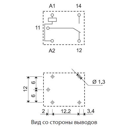361190244011 | Миниатюрное реле, формат "кубик сахара", серия 36, 24В DC, 10А, 1CO, Finder
