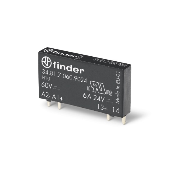 348170607048 | Миниатюрное реле, серия 34, 60В DC чувств., 0,1А, 1NO, Finder