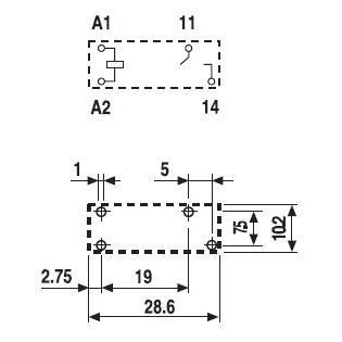 434170124300 | Миниатюрное реле, серия 43, 12В DC чувств., 10А, 1NO, Finder