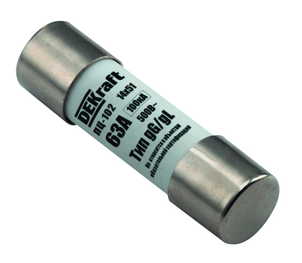 21382DEK | Предохранитель цилиндрический 63A 14x51 ПЦ-102, Dekraft 