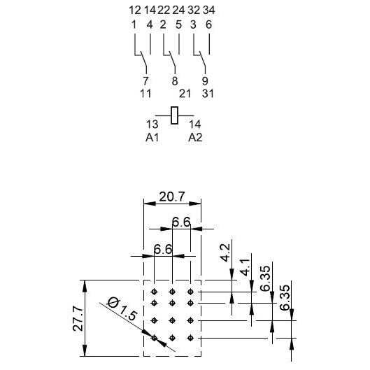 551392200001 | Универсальное реле, серия 55, 220В DC, 10 А, 3CO, Finder