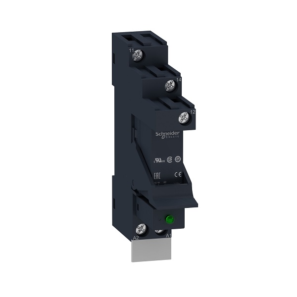 RSB1A120JDPV | Реле с колодкой в сборе, серия RSB, 12В DC, 12А, 1CO, светодиод, Schneider Electric