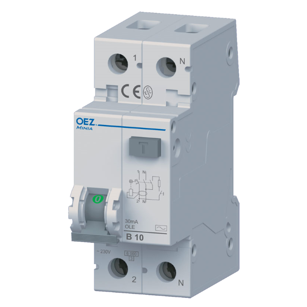  | Дифференциальный автомат Minia OLE, 1p+N 16А, кривая B, 30мА, тип AC, 6кА, OEZ
