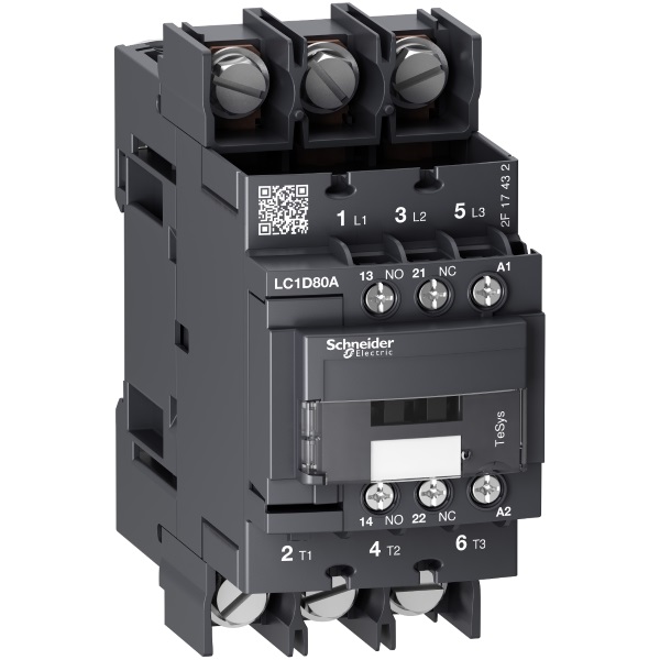 LC1D80A6P7 | Контактор, серия Tesys D, 3P, 80 А, AC3, 1 НО +1 НЗ, 230В AC, Под кольцевой наконечник, Schneider Electric