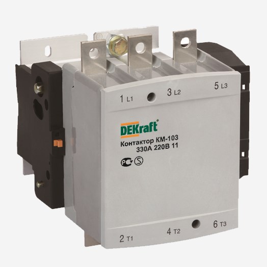 22160DEK | Контактор 330А 220В АС3 1НО+1НЗ КМ-103 DEKraft, Dekraft