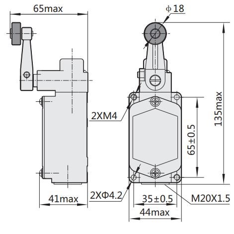 441025 | Выключатель путевой YBLX-K1/111 c одинарным роликом, Chint
