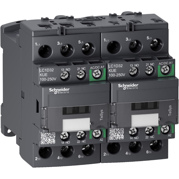LC2D32BNE | Контактор реверсивный, серия Tesys D Green, 3P, 32 А, AC3, 1 НО +1 НЗ, 24-60В AC/DC, Schneider Electric
