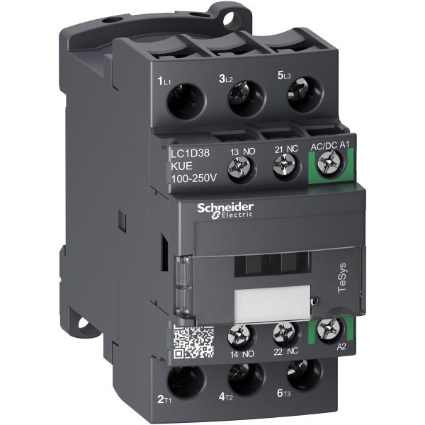 LC1D38BNE | Контактор, серия Tesys D Green, 3P, 38 А, AC3, 1 НО +1 НЗ, 24-60В AC/DC, Schneider Electric